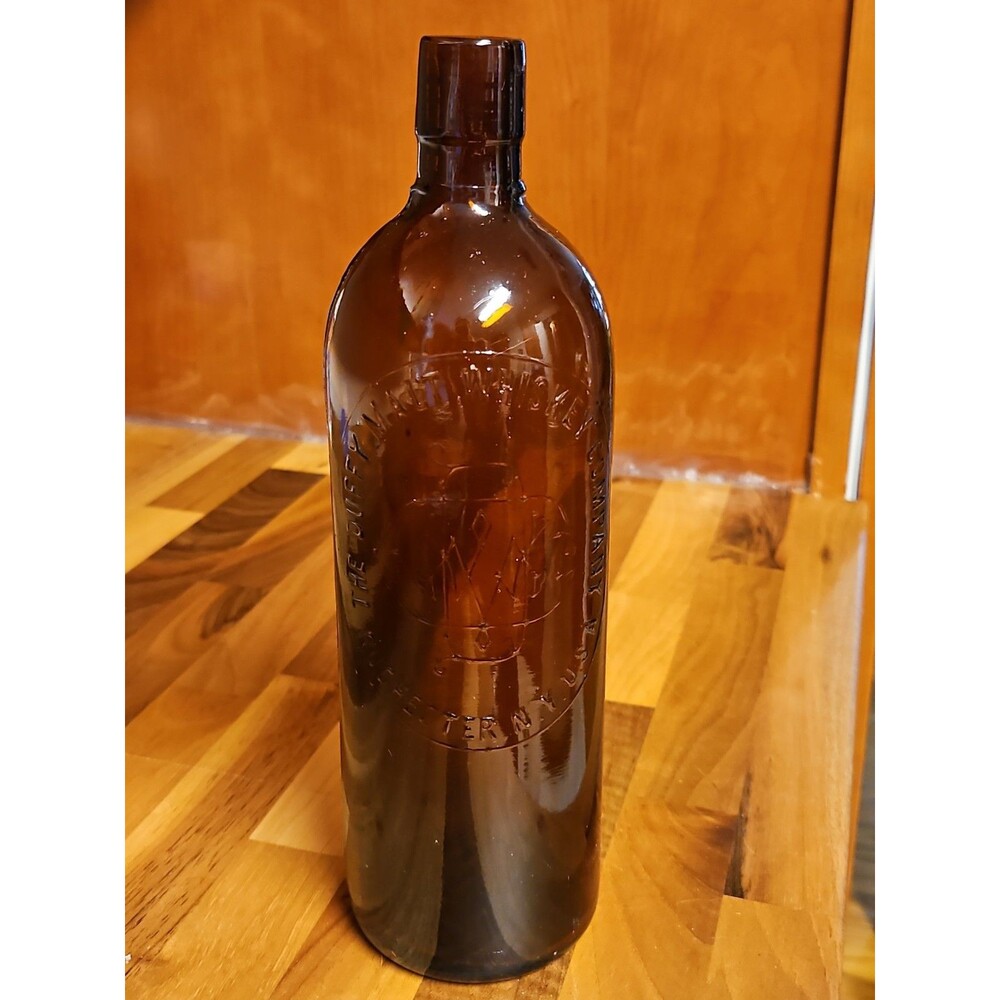 Vintage 1890s Duffy Malt Whiskey Bottle Brown Amber Hand Blown